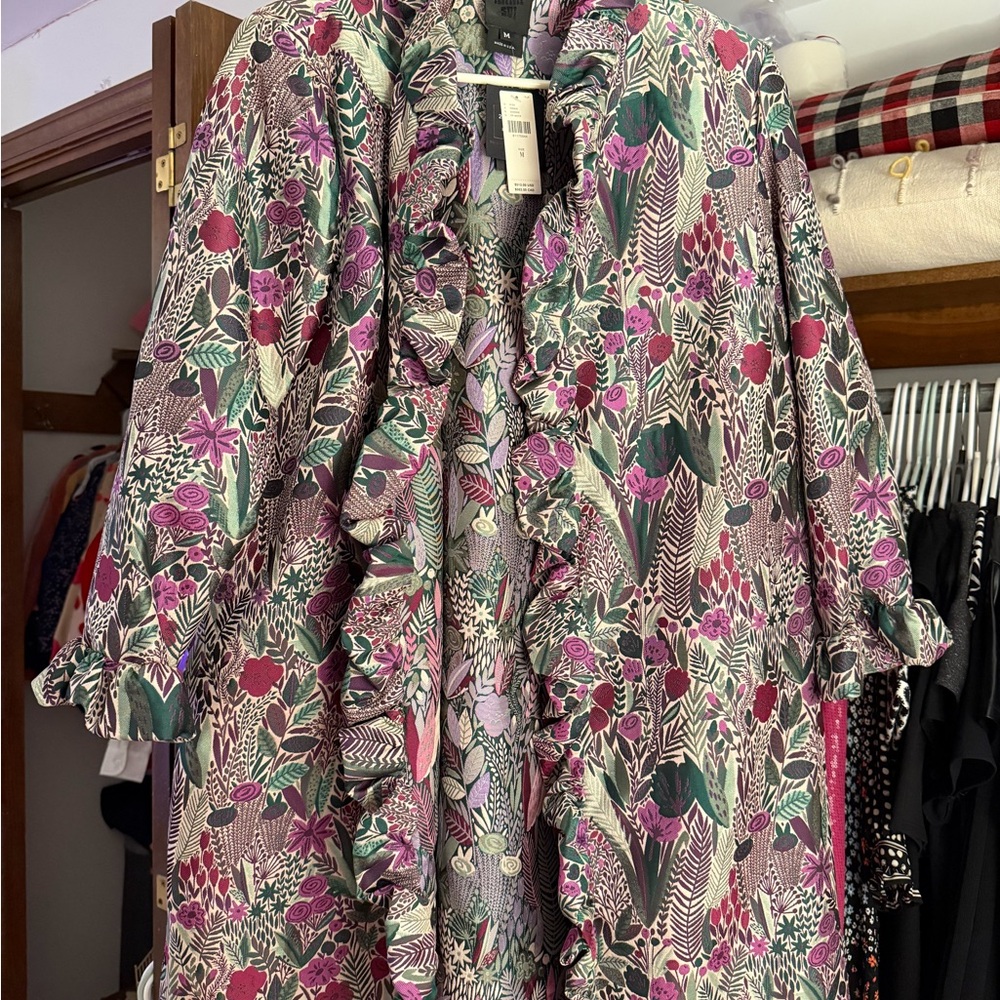 Anthropology Floral Ruffle Kimono